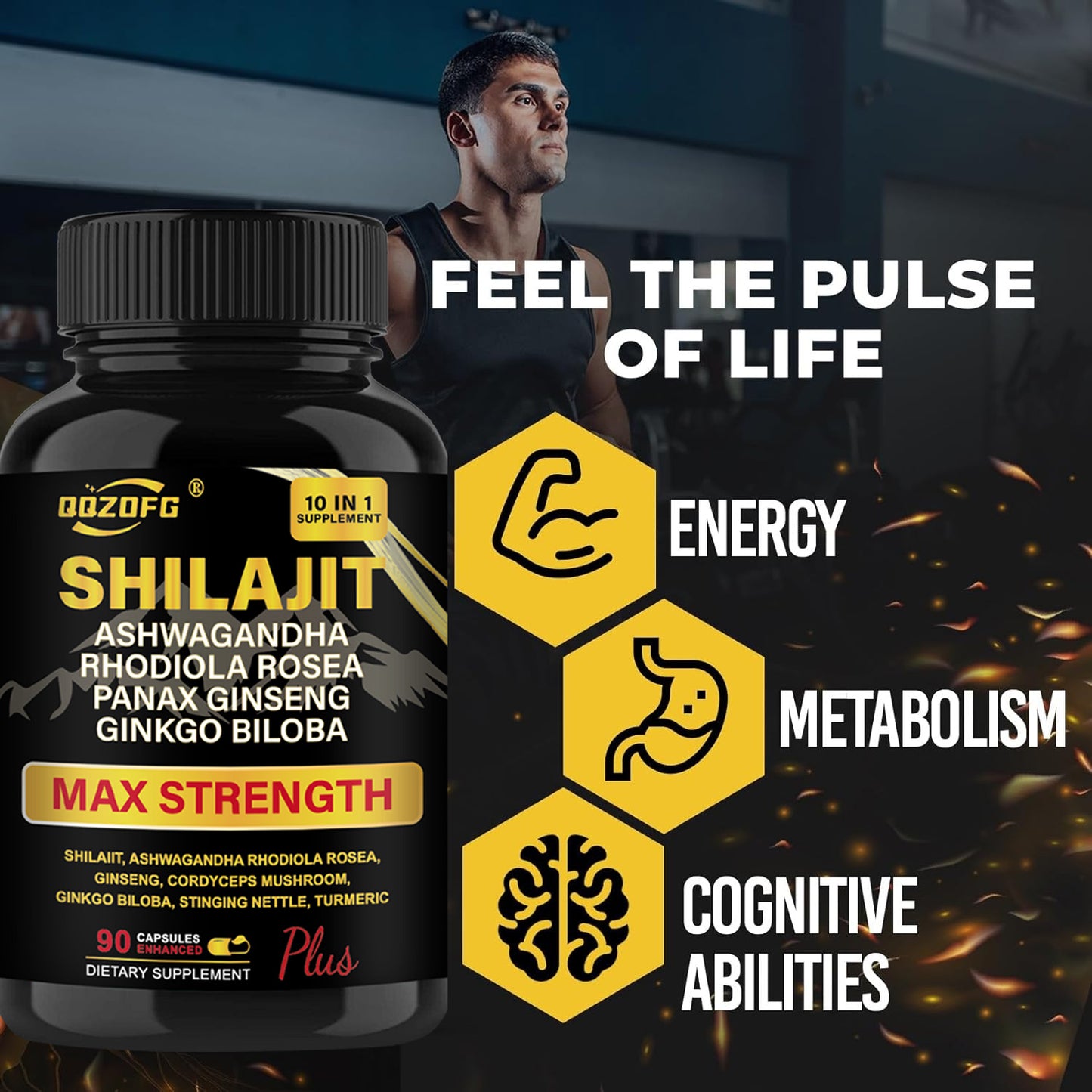 Shilajit Premium 10-in-1 Herbal Supplement - Max Strength Formula