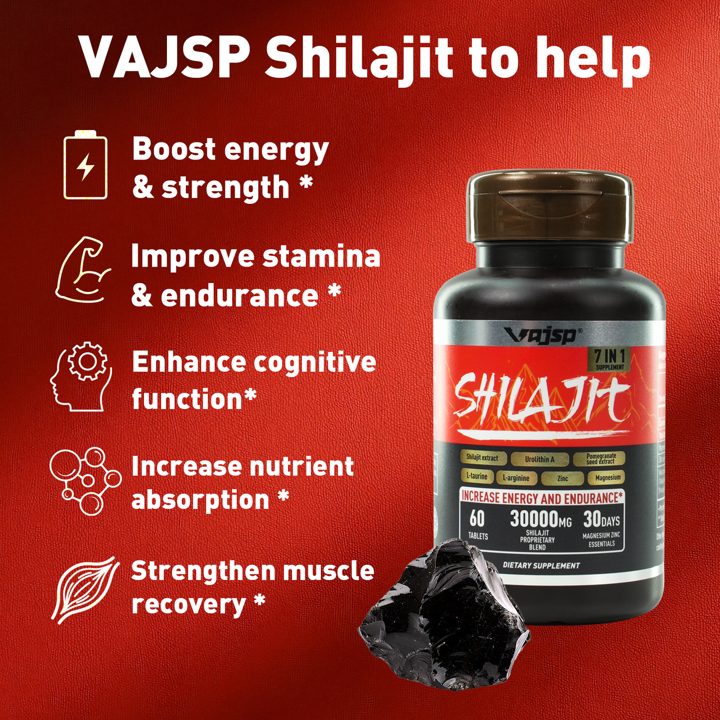 Vajsp Shilajit 7-in-1 Energy and Endurance Supplement