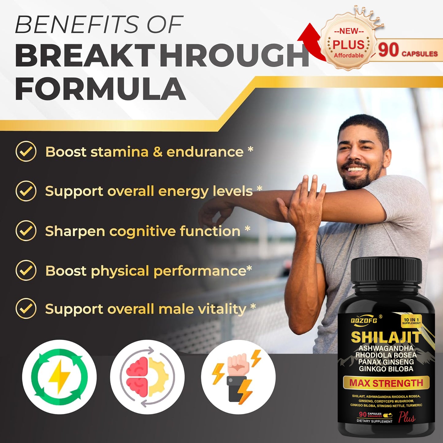 Shilajit Premium 10-in-1 Herbal Supplement - Max Strength Formula