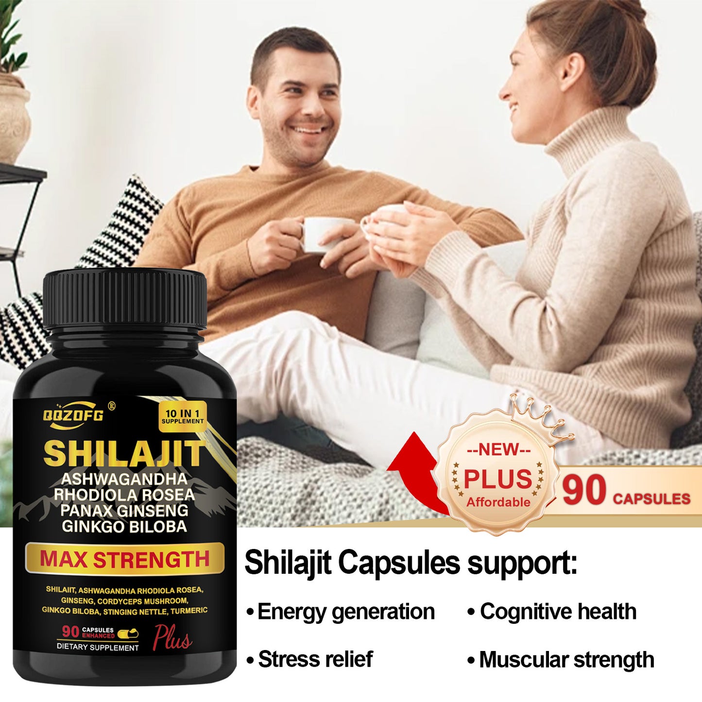 Shilajit Premium 10-in-1 Herbal Supplement - Max Strength Formula