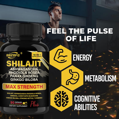 Shilajit Premium 10-in-1 Herbal Supplement - Max Strength Formula