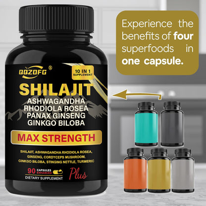 Shilajit Premium 10-in-1 Herbal Supplement - Max Strength Formula