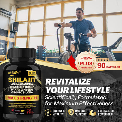 Shilajit Premium 10-in-1 Herbal Supplement - Max Strength Formula
